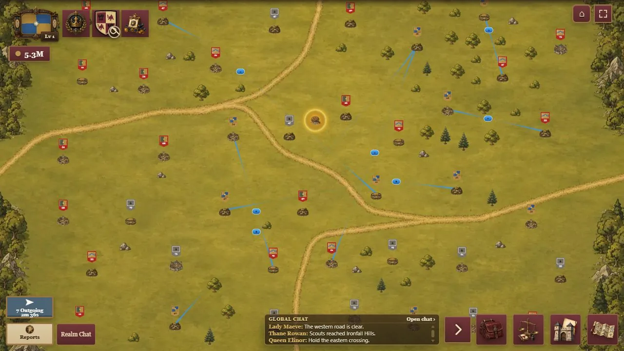 Actual Northgate March gameplay with cities, scenery and simulated troop movements